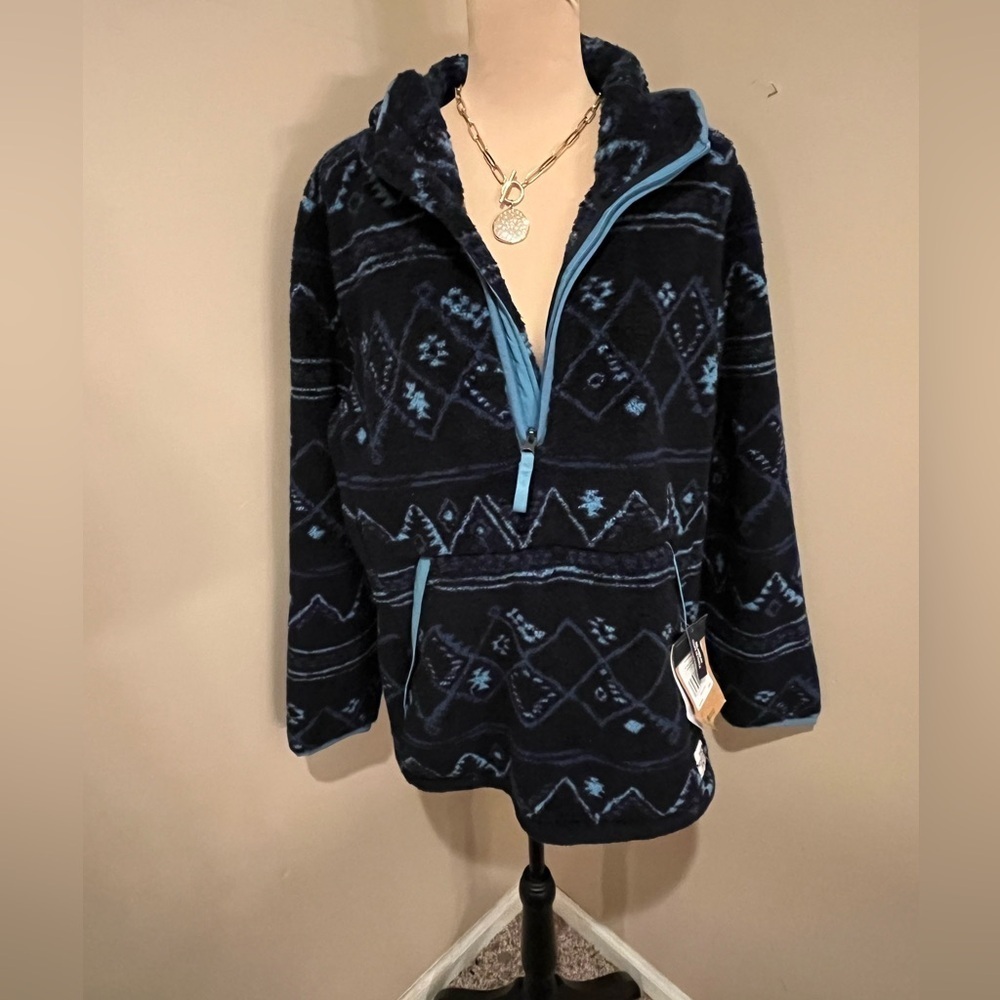 NWT The North Face Navy & Light blue 1/2 Zip Fleece Jacket, xl